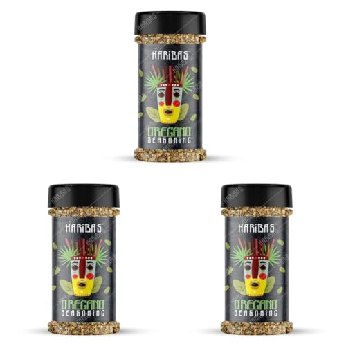 Image of HARIBAS Dry Oregano Flakes Seasonings 100 Gram, Aromatic Spicy Dried Pizza Pasta Seasoning (Pack of 3)