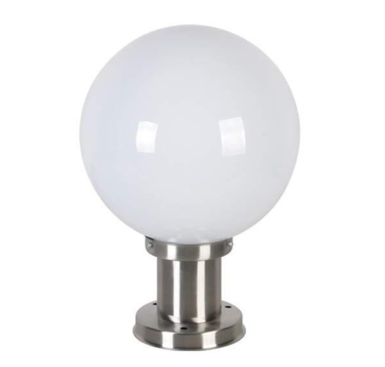 Lampa Słupki Nowoczesna Lampa Zewnętrzna Globe Kolumna Ze Stali Nierdzewnej Biały Klosz Akrylowy Lampy Słupkowe Wodoodporne E27 Zewnątrz i Drogę(25 * 36cm)