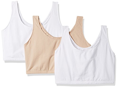 Fruit of the Loom Women's Tank Style Sports Bra - 3 Pack 9012 46 White/White/Sand