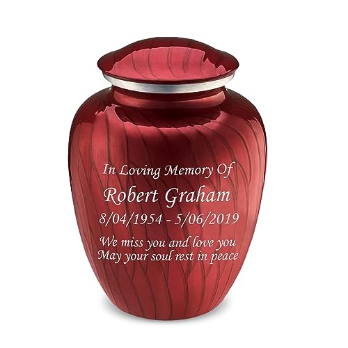 Geturns Embrace Adult Personalized Cremation Urns for Human Ashes I Large Pearl Candy Red Funeral Urn for Men and Women I 200 lbs