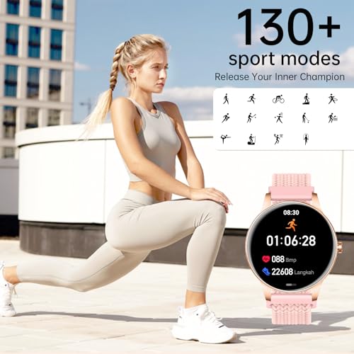 Image of Smart Watch for Women, 1.27'' Touchscreen Activity Trackers with Heart Rate /Sleep Monitor, Make /Answer Calls, 130+ Sport Modes IP68 Waterproof Fitness Watch Smartwatch for iPhone /Samsung /Android