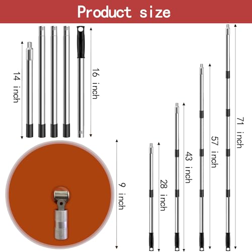 Image of Drywall Pole Sander,80 inch Drywall Sander With Extension Pole,360 Radial Sander with Adjustable Extension Pole for Dry Wall and Ceilings,Includes 5pcs Sanding Sheets (80,120, 150,180,240 Grit)