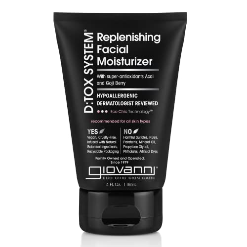 GIOVANNI D:tox System Replenishing Facial Moisturize - Face Moisturizer, Contains Super Antioxidants Acai & Goji Berry, Helps to Prevent Dryness, Hydrating for Healthier, Dermatologist Tested - 4 oz