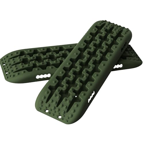 ALL-TOP Recovery Traction Boards, 2PCS, Reinforced Off Road Bendable Tire Friction Tracks (3rd Gen, Army Green)