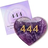 Amethyst 444 Angel Number Heart Stone – Spiritual Crystal for Calm & Intuition | Meditation Palm Stone | Christmas Gift for Yogis