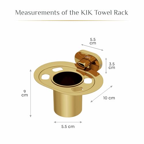 Image of LAPO 304 Stainless Steel Toothbrush Holder for Bathroom, Wall Mount Tumbler Stand with Durable Anti-Rust Body, Strong Wall Mounted Support, 25 Years Warranty (Gold Finish)