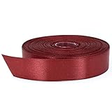 Stuffvisor Burgundy Satin Ribbon, 1 inch x 50 Yards, Double Face Solid Color Ribbon Roll, 100% Polye