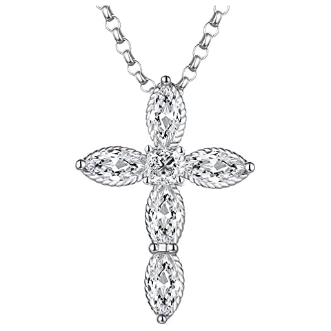 JO WISDOM Women Cross Necklace,925 Sterling Silver 3A CZ Crucifix Celtic Pendant Necklace,Jewellry for Women Cover