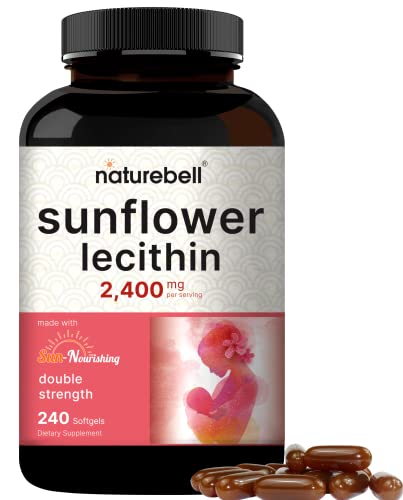 NatureBell Sunflower Lecithin 2,400mg, 4 Months Supply, 240 Softgels | Infused with Non-GMO Sunflower Seed Oil – Rich in Phosphatidyl Choline – No Soy, No Gluten