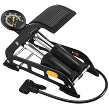 Foot Air Pump Bike Foot Pump with Gauge Portable High Pressure Pedal Inflator Car Air Pump for Car Motorcycles Vehicles, Black Dial