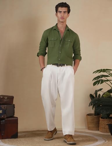 Image of FYLTR Men's Full Sleeve Overdyed Solid Shirt - Regular Fit | Full Sleeve | Double Pockets | Travel Shirts for Men | Casual Shirts for Men