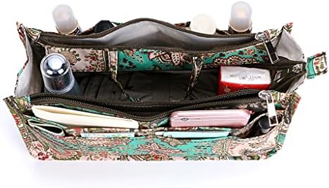 BTSKY Printing Handbag Organizers Inside Purse Insert-High Capacity 13 Pockets Bag Tote Organizer with Handle