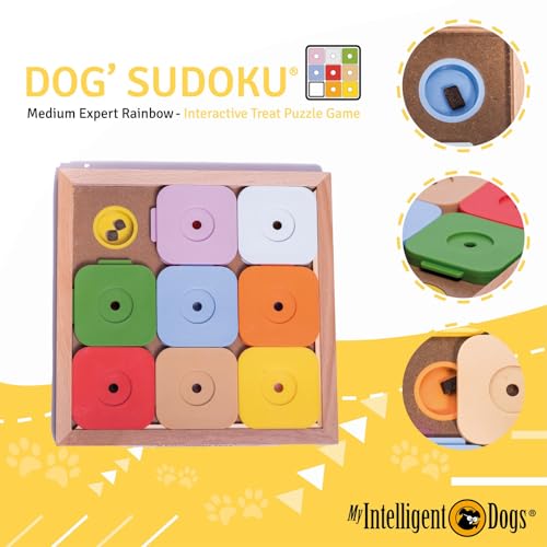 My Intelligent Dogs Interaktives Hundespielzeug Intelligenz, Hundepuzzle - Intelligenzspielzeug für Hunde Mentalen Auslastung - Interaktives Spielzeug Hund, Denkspiele für Hunde Sudoku M Rainbow