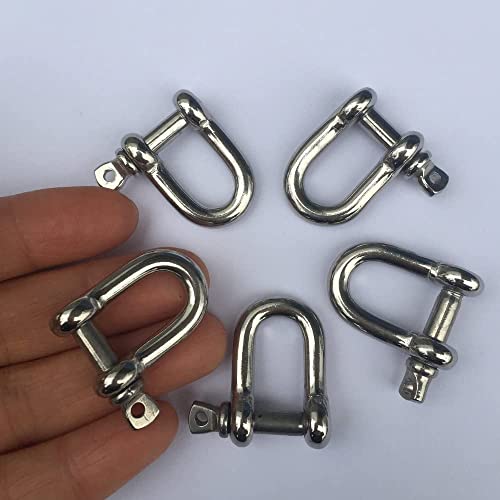Jy-Marine 316 Stainless Steel D Shackle, Mini Shackles Bracelet,For Paracord Jewelry, Marine Grade Sailing Rigging Shackles,10 Pieces (3/16") #TOP4