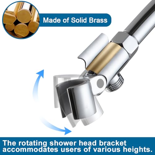 Pop Sanitaryware All Metal Shower Head With Handheld Chrome, High Pressure Showerheads With 72'' Stainless Steel Shower Hose And Brass Adjustable Shower Wand Bracket thumb #2