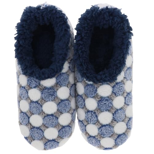 Snoozies! Spot The Dot Super Soft Sherpa Fleece Womens House Slippers ladies Sizes 3-9 Blue, Pink, Violet, White (Blue, UK Footwear Size System, Adult, Women, Alpha, Medium, Large)