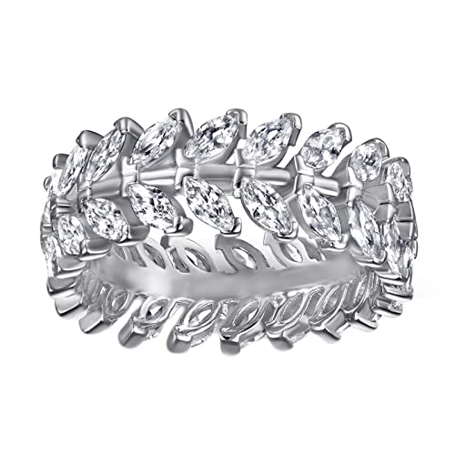 Bague femme en argent anti-ternissement avec feuilles en zircones scintillantes pour votre mariage