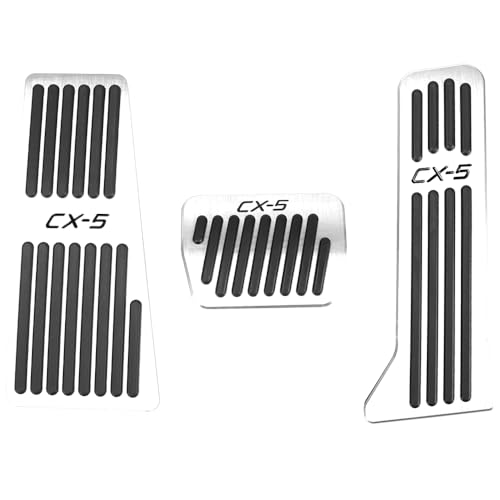 BOYOUS 3pcs Aluminum Non-Slip Performance nti-Slip No Drilling Foot Pedals Rest Pedal Accelerator Brake Pedal Cover For Mazda 2013-2025 CX-5?SILVER?