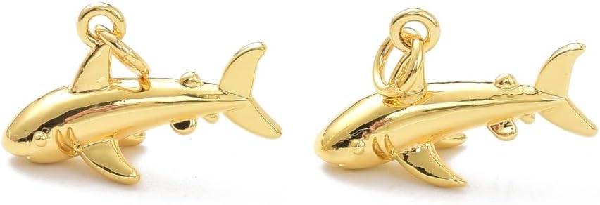 DanLingJewelry 10Pcs Brass Shark Shape Pendants Golden Ocean Animal Fish Dangle Charms for Jewelry Bracelets Necklace Making Crafts - Image 2