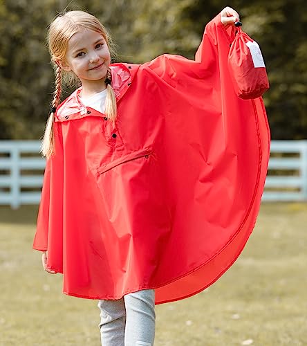 Image of SaphiRose Lightweight Kids Rain Poncho Jacket Waterproof Outwear Rain Coat