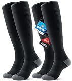 Benirap Breathable Compression Socks for Women Men, 20-30mmHg Knee High Circulation for Travel, Flying, Athletic, 2 pairs(Black,L-XL)