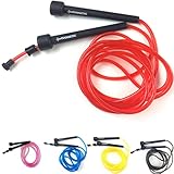 Sportivonetic Springseil für Erwachsene & Kinder, Damen & Herren-für Fitness, Crossfit, Sport, Boxen - Verstellbare Größe-Speed Rope, Jump Rope, Geschenke für Frauen, Männer, (Rot)