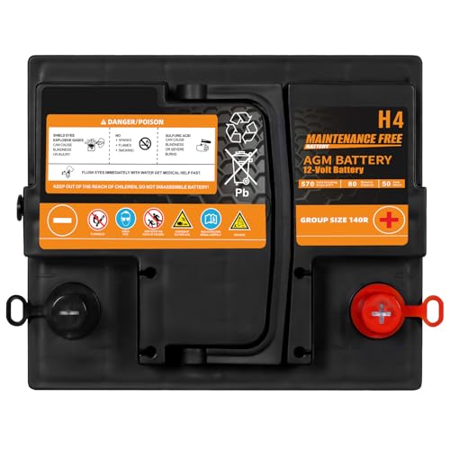 Image of BCI Group 140R Car Battery, 12V 50Ah Automotive Battery Premium Maintenance Free AGM Batteries, 570CCA, 80RC, 36 Months Warranty