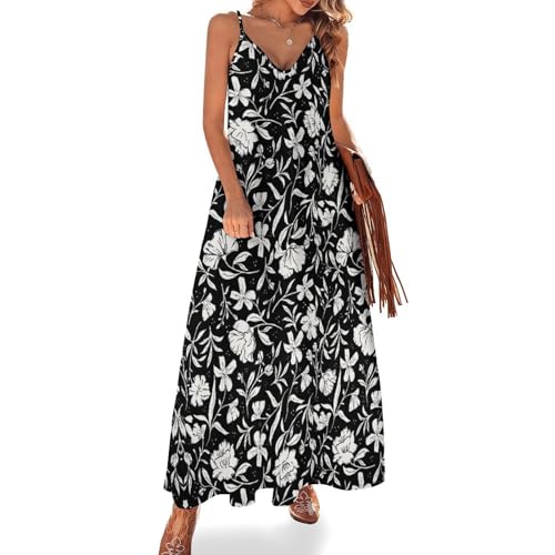 Young Lady Ankle Length Dress Minimal Floral Design Light Floral