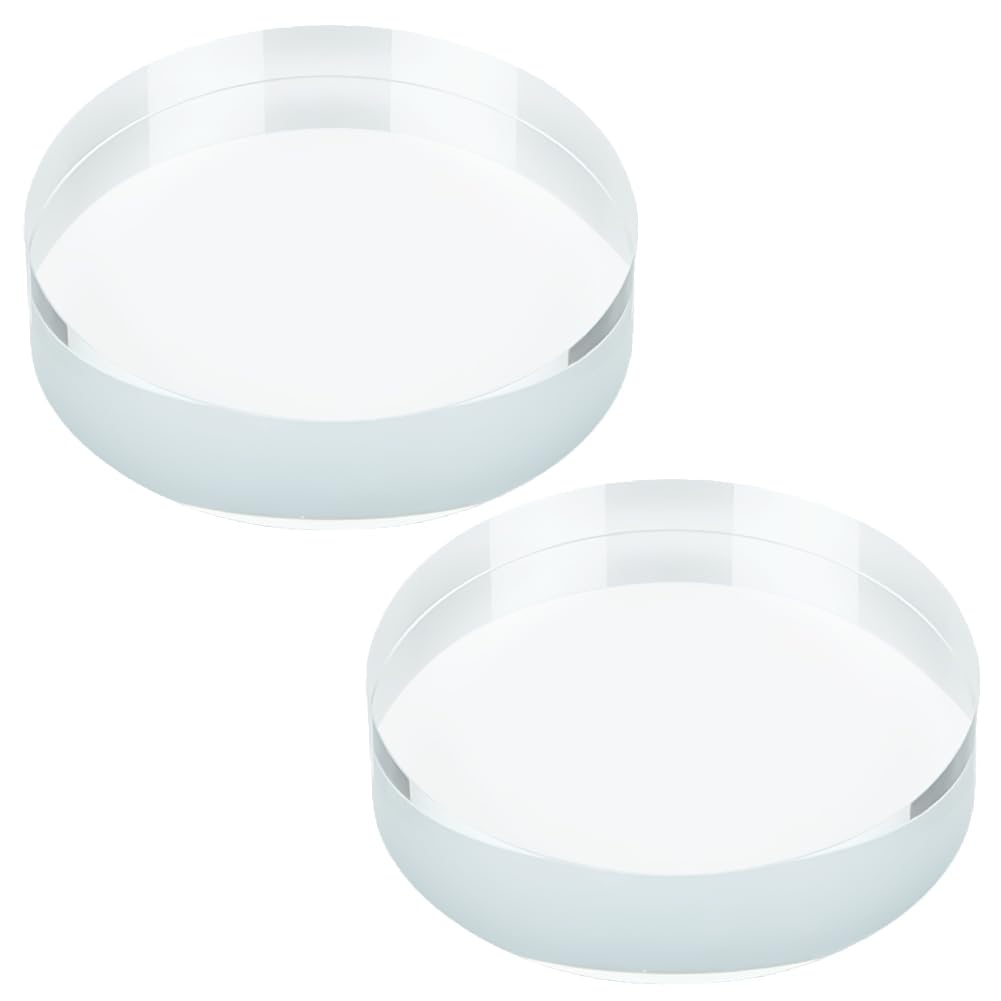 HOBBIESAY 2PCS Clear Glass Paperweight Decorative Round Block for Desk