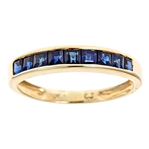 Gin & Grace 10K Yellow Gold Genuine Princess Cut Blue