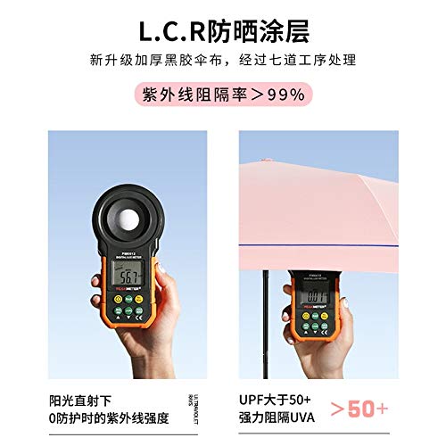 Mini vijfvoudige zon-, regen- en parasoltas paraplu zwarte lijm, bescherming tegen de zon en uv-bescherming vrouwen vouwen zonneparaplu - automatisch UV-wit - Image 6