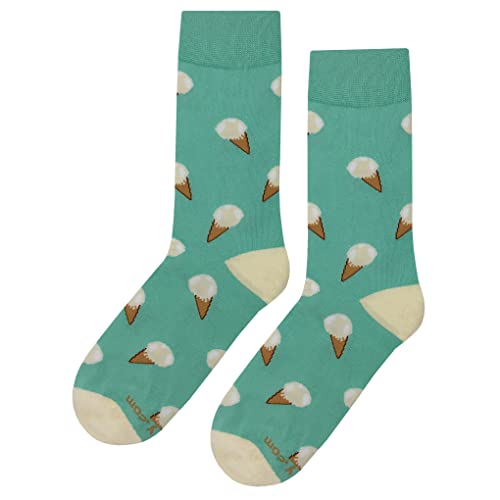Ice Cream Social Dress Socks Funny Novelty Crazy Fun Design Men Size 8-12 Cotton Casual Crew Colorful Funky Fancy Socks Gift for Men