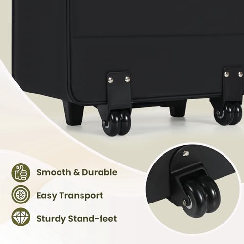 35 Inch Large Zippered Duffel Bag for Travel Camping Sports Equipment Storage, Soft Foldable Rolling Carry Cover with Wheels, Waterproof Foldable Luggage Bag with Padded Handles3