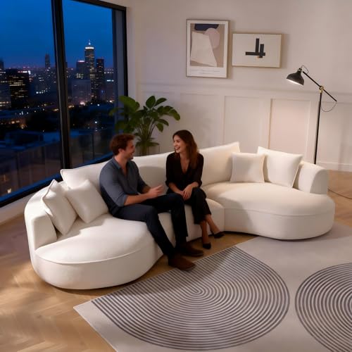 Kevinspace Modern Curved Sectional Sofa with Pillows