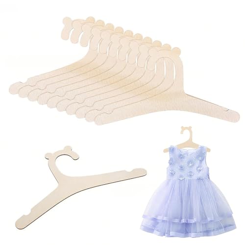 LACHT Cintre enfant,10 Pièces Cintres en Bois pour Enfants,cintre bebe,Porte-Vêtements Durable et Antidérapant,Cintres pour Bébé,Cadeau pour Le Nouveau-Né (Bois)