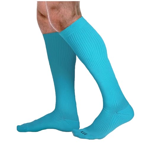 Image of KUE Knee Compression Socks for Men & Women - 18-21 mmHg Support for Pain Relief, Circulation, Blood Recovery - Sports, Running, Football, Cycling - Knee-High, Moisture-Wicking