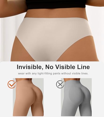 Image of DEANGELMON Seamless Underwear for Women No Show Bikini Panties Comfortable Stretch Invisible Ladies Hipster Briefs