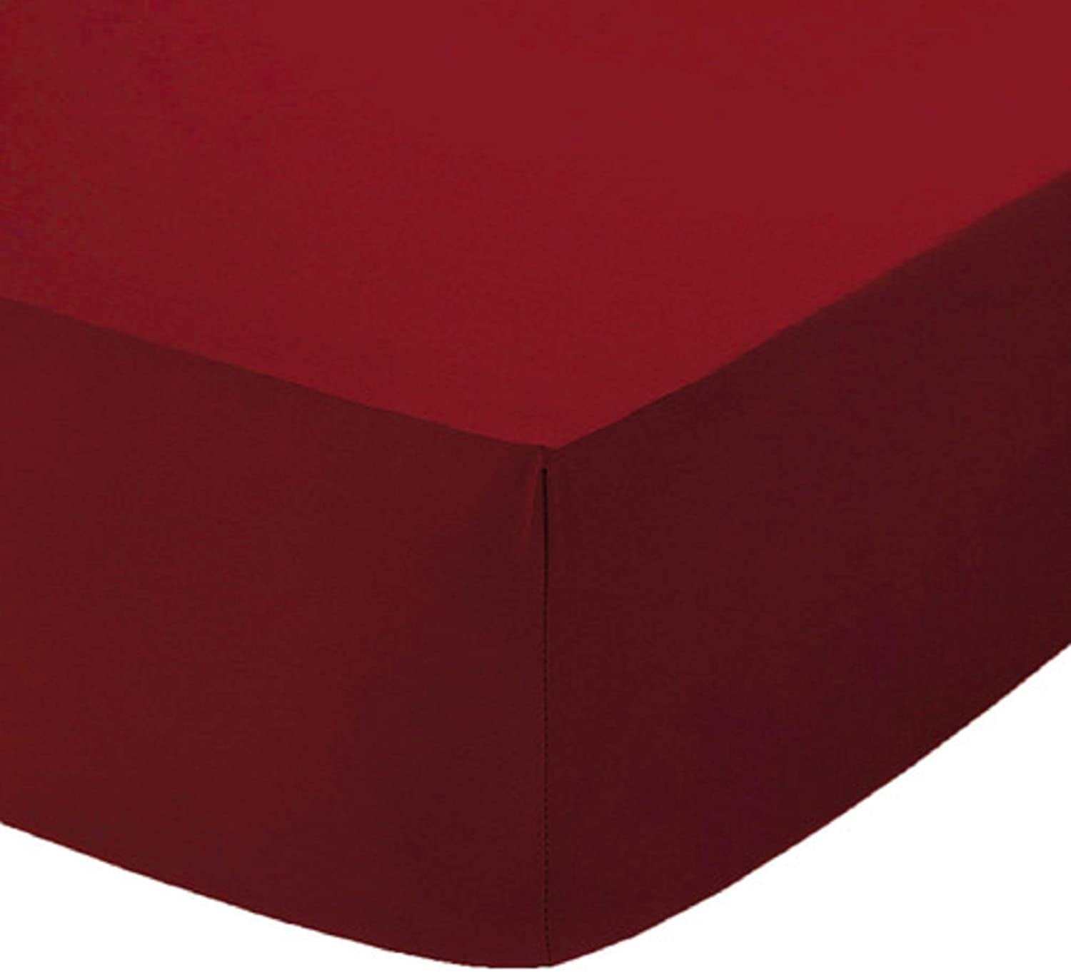 Ocean Nights Plain Dyed Extra Deep Fitted Bed Sheet 16"/40 CM Easy Care Deep Sheet Polycotton Single Double King Super King Pillowcase (Wine, King)