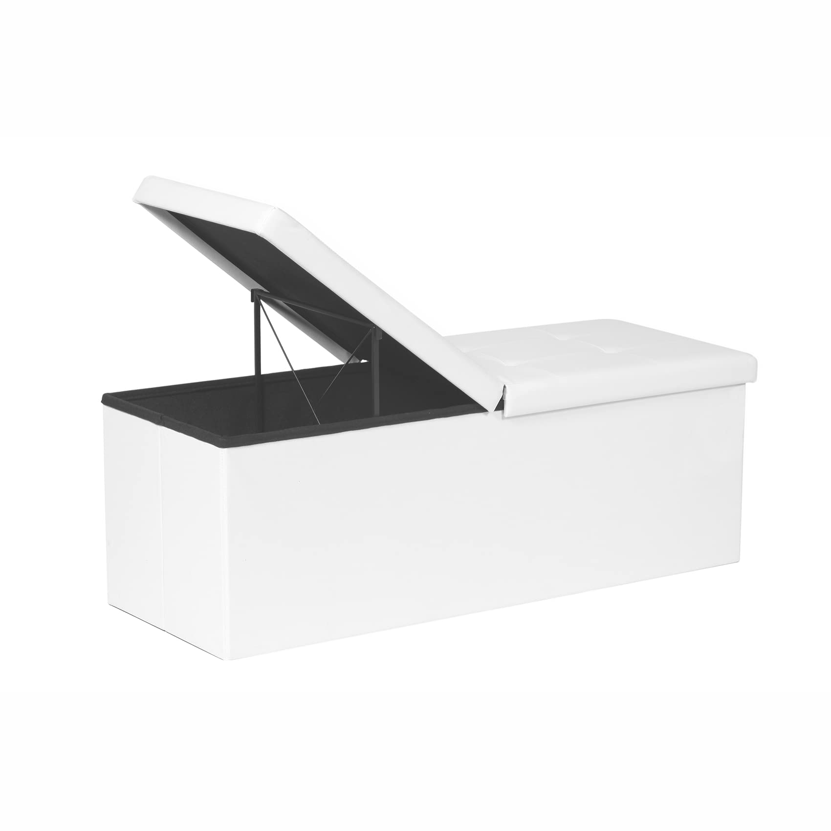 b fsobeiialeo storage ottoman with filpping lids, ottoman storage bench footrest seat, storage organizer toy chest faux leather 43.3"x15"x15" (white)