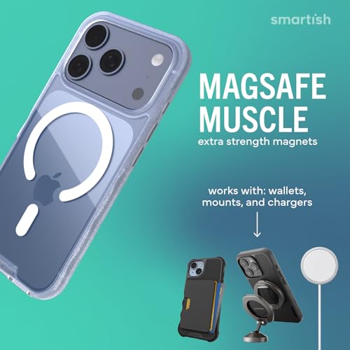 Image of Smartish iPhone 17 Pro MagSafe Clear Case - Gripmunk Magnetic Slim Case [Lightweight + Protective] Anti-Yellowing Thin Grip Clear Cover for Apple iPhone 17 Pro - Clearly Clear