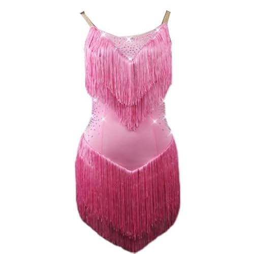 HYNNYH Pink,L, Fringe Latin Dancing Clothes for Women Ballroom Dance Practice Dresses Tango Dance Outfit Cha Cha Dancing Costumes
