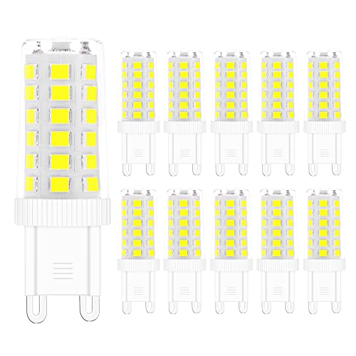 DGE Ampoules LED G9, 5W Equivalent 40W Halogène Lampe Blanc 6000K Sans Scintillement Économie d'énergie Non Dimmable (Lot de 10) Cover