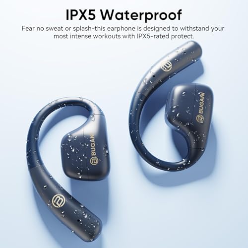 Image of BUGANI Open Ear Headphones, Open Ear Earbuds, Running Earbuds Wireless, Headphones Bluetooth Wireless 5.4, Noise Cancelling Earbuds 40H Playtime, IPX5 Waterproof Earphones for Workout, Running, Sport