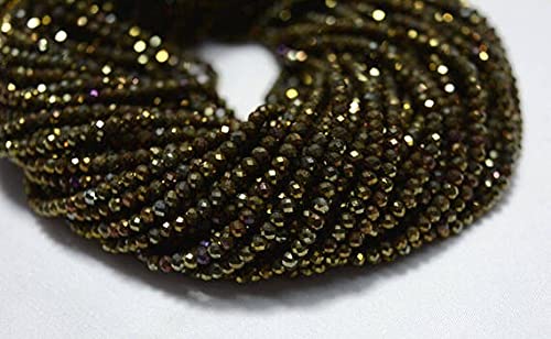 Pyrite dorée perles rondelles facettées 3mm pour création de bijoux LKBEADS 10 rangs