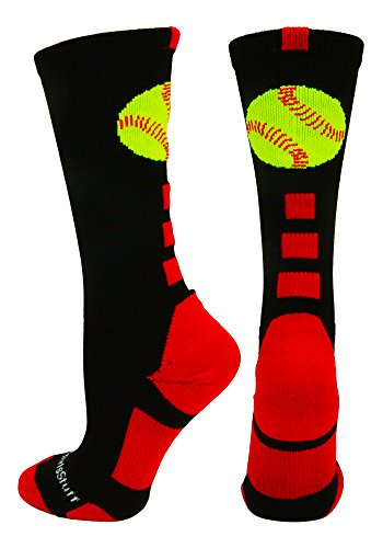 Image of MadSportsStuff Softball Logo Athletic Crew Socks (Multiple Sizes and Colors)