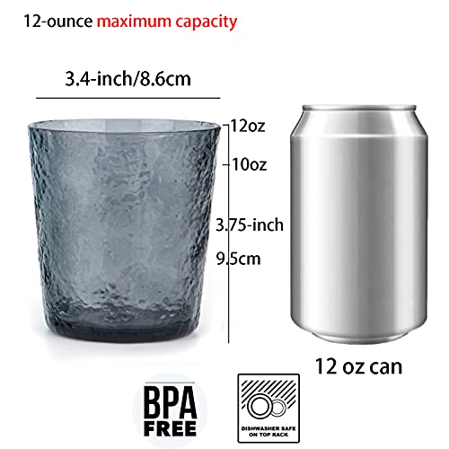 Kx-Ware 12-Ounce Acrylic Old Flashion Glasses Plastic Tumblers, Set Of 6 Gray #TOP1