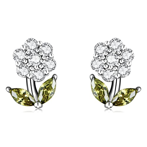 Boucles d'oreilles anti-allergie en argent 925 avec fleurs brillantes pour peaux sensibles