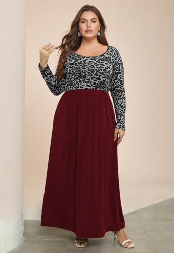Image of Nemidor Women Plus Size Casual Maxi Dress Long Fall Pockets