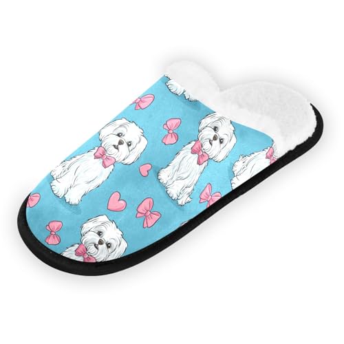 Pet Dog Maltese Slippers For Women Men Soft Memory Foam Non-Slip Christmas Winter Indoor House Shoes Travel Slipper2
