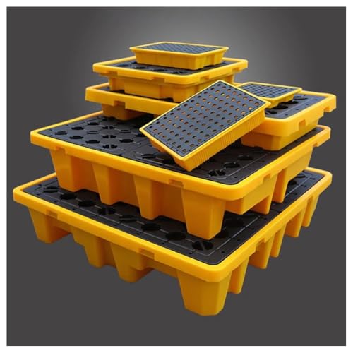 Modular Spill Containment Platform - Anti-Leak Tray (50x36x10cm) for Safe Chemical Storage - Durable Grating Design for Industrial Use and Hazardous Material Protection